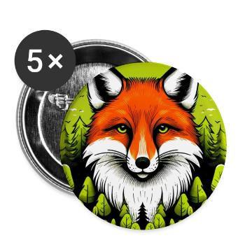 Fuchs - Buttons groß 56 mm (5er Pack) - Weiß - Vorne