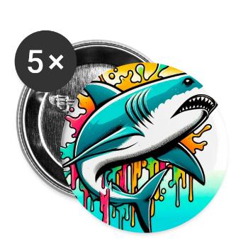 Hai - Buttons groß 56 mm (5er Pack) - Weiß - Vorne