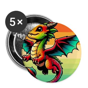 dragon - Buttons large 2.2''/56 mm (5-pack) - white - Front