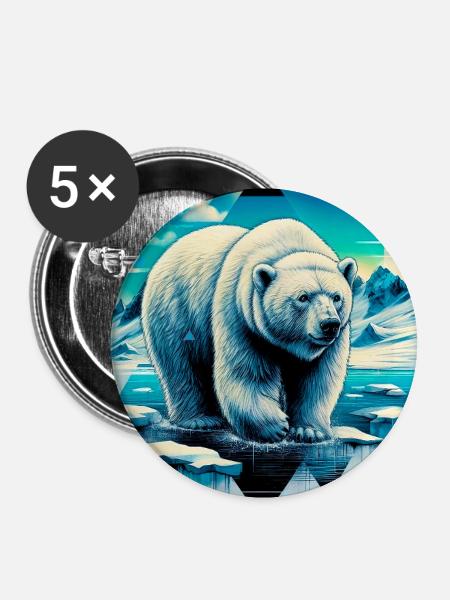 Eisbär - Buttons groß 56 mm (5er Pack) - Weiß