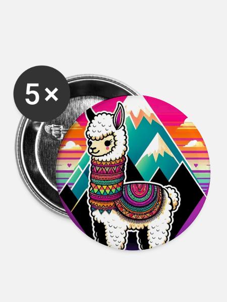 Alpaka - Buttons groß 56 mm (5er Pack) - Weiß