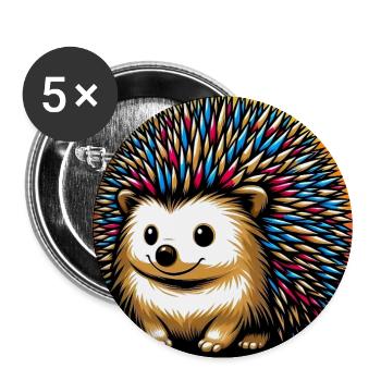 hérisson - Lot de 5 grands badges (56 mm) - blanc - Devant