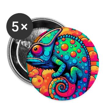 caméléon - Lot de 5 grands badges (56 mm) - blanc - Devant