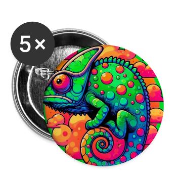 caméléon - Lot de 5 grands badges (56 mm) - blanc - Devant