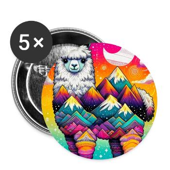 Alpaka - Buttons groß 56 mm (5er Pack) - Weiß - Vorne