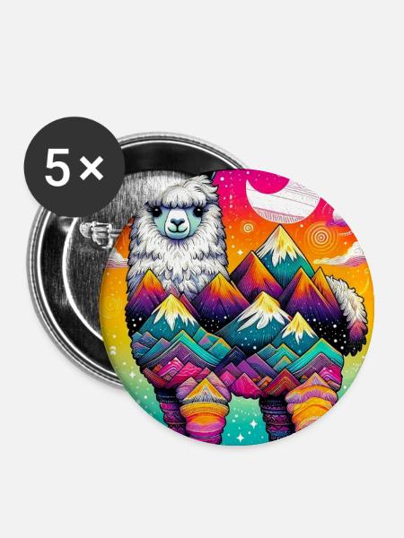 Alpaka - Buttons groß 56 mm (5er Pack) - Weiß