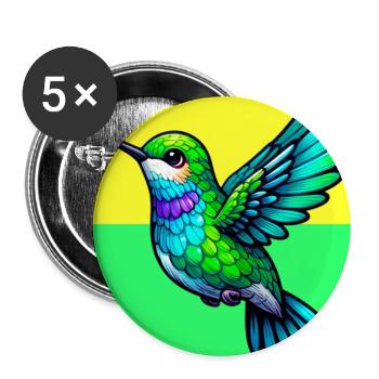 Kolibri - Buttons groß 56 mm (5er Pack) - Weiß - Vorne