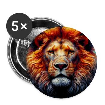 Löwe - Buttons groß 56 mm (5er Pack) - Weiß - Vorne