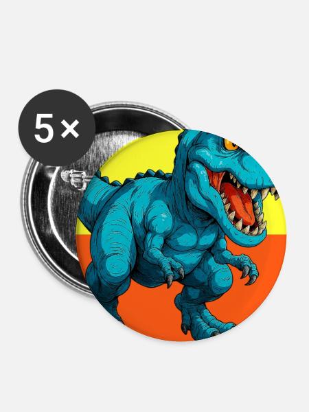 Dinosaurier - Buttons groß 56 mm (5er Pack) - Weiß