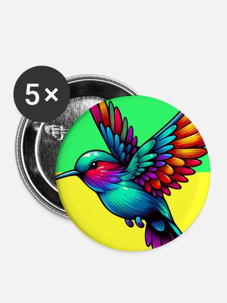 Kolibri - Buttons groß 56 mm (5er Pack) - Weiß