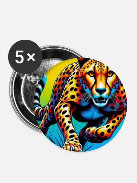 Gepard - Buttons groß 56 mm (5er Pack) - Weiß