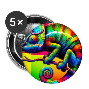 Chamäleon - Buttons groß 56 mm (5er Pack) - Weiß - Vorne