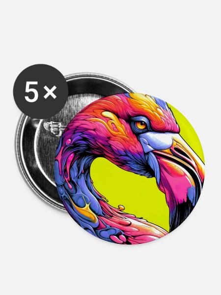 Flamingo - Buttons groß 56 mm (5er Pack) - Weiß