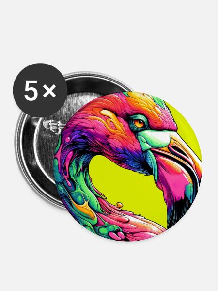 Flamingo - Buttons groß 56 mm (5er Pack) - Weiß