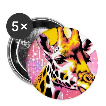 Giraffe - Buttons groß 56 mm (5er Pack) - Weiß - Vorne