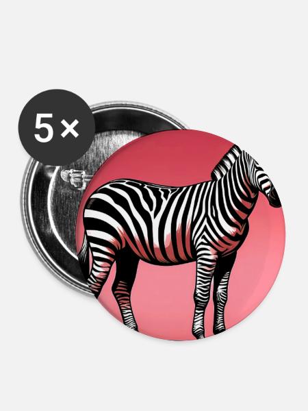 Zebra - Buttons groß 56 mm (5er Pack) - Weiß