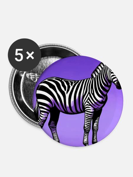 Zebra - Buttons groß 56 mm (5er Pack) - Weiß