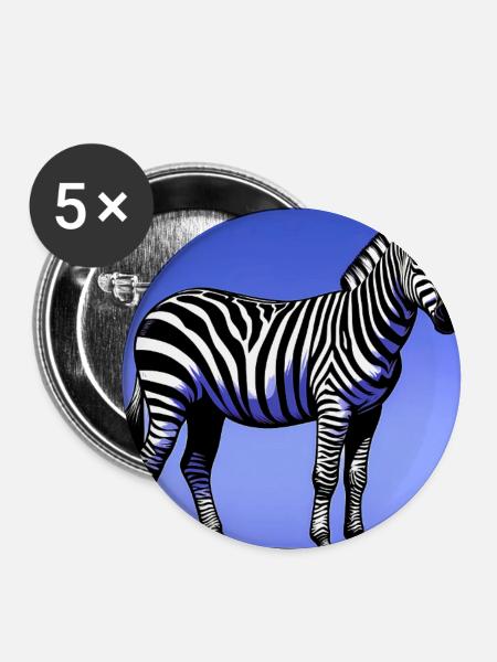 Zebra - Buttons groß 56 mm (5er Pack) - Weiß