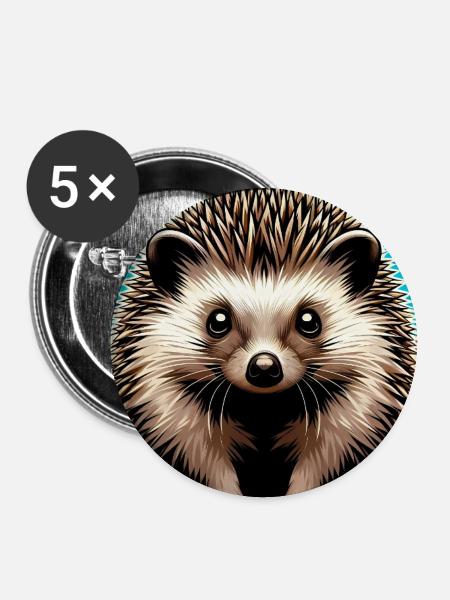 Igel - Buttons groß 56 mm (5er Pack) - Weiß