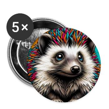 hérisson - Lot de 5 grands badges (56 mm) - blanc - Devant