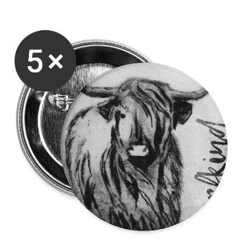 Village Child with Cow - Hand Carved Print Template - Buttons large 2.2''/56 mm (5-pack) - white - Front