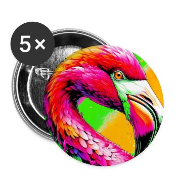 Flamingo - Buttons groß 56 mm (5er Pack) - Weiß - Vorne