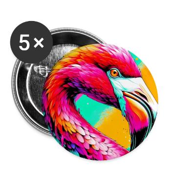 Flamingo - Buttons groß 56 mm (5er Pack) - Weiß - Vorne