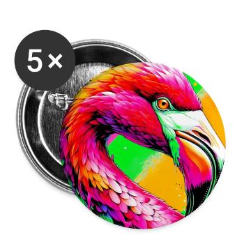 Flamant - Lot de 5 grands badges (56 mm) - blanc - Devant