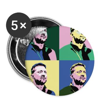 Selenskyj Pop-Art - Buttons groß 56 mm (5er Pack) - Weiß - Vorne