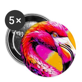 Flamant - Lot de 5 grands badges (56 mm) - blanc - Devant