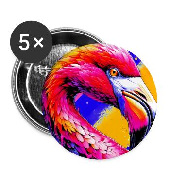 Flamant - Lot de 5 grands badges (56 mm) - blanc - Devant