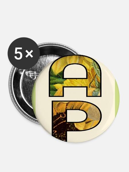 Sonnenblumenfeld Papa - Buttons groß 56 mm (5er Pack) - Weiß