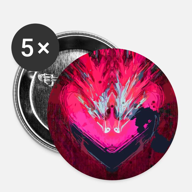 Neon Heart in Dark Red - Buttons large 2.2''/56 mm (5-pack) - white