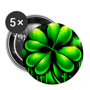 Trèfle à quatre feuilles - Lot de 5 grands badges (56 mm) - blanc - Devant