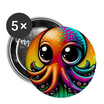 Octopus - Buttons large 2.2''/56 mm (5-pack) - white - Front