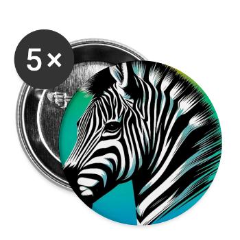 Zebra - Buttons groß 56 mm (5er Pack) - Weiß - Vorne