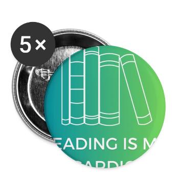 Lesen ist mein Cardio - Buttons groß 56 mm (5er Pack) - Weiß - Vorne