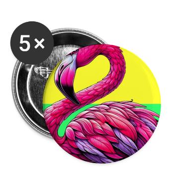 Flamant - Lot de 5 grands badges (56 mm) - blanc - Devant