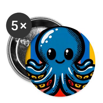 Krake - Buttons groß 56 mm (5er Pack) - Weiß - Vorne