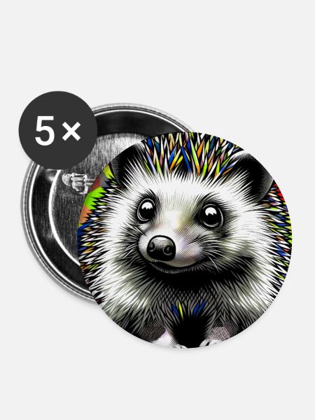 Igel - Buttons groß 56 mm (5er Pack) - Weiß