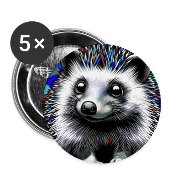 hérisson - Lot de 5 grands badges (56 mm) - blanc - Devant