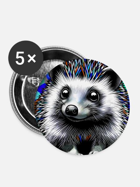 Igel - Buttons groß 56 mm (5er Pack) - Weiß