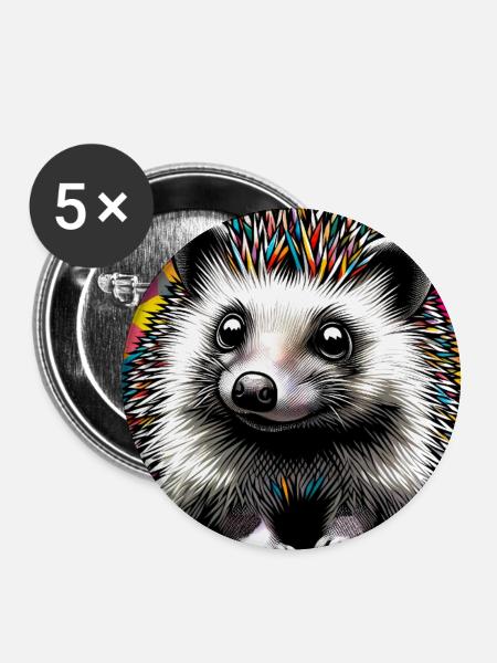 Igel - Buttons groß 56 mm (5er Pack) - Weiß