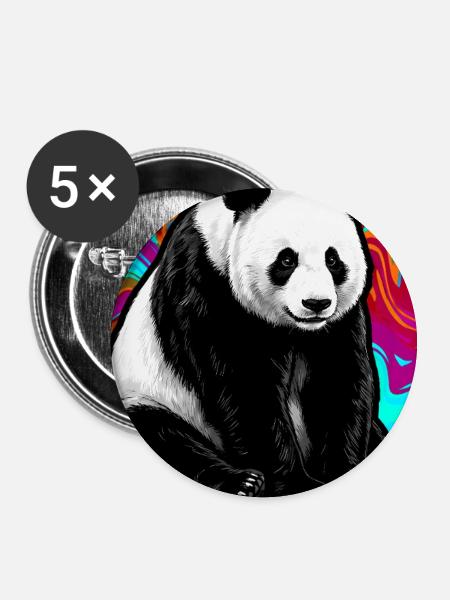 Panda - Buttons groß 56 mm (5er Pack) - Weiß
