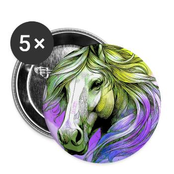 horse - Buttons large 2.2''/56 mm (5-pack) - white - Front