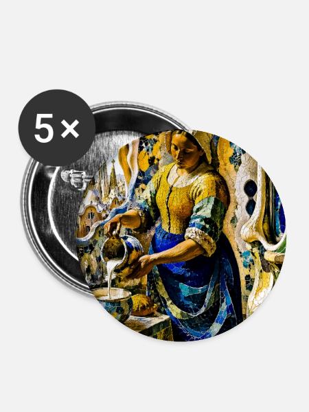 Mosaik - Buttons groß 56 mm (5er Pack) - Weiß