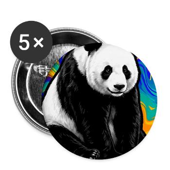 panda - Lot de 5 grands badges (56 mm) - blanc - Devant