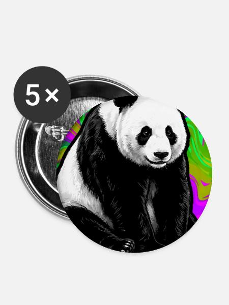 Panda - Buttons groß 56 mm (5er Pack) - Weiß