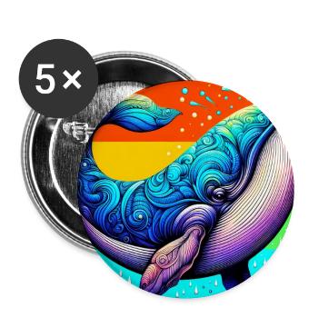 whale - Buttons large 2.2''/56 mm (5-pack) - white - Front