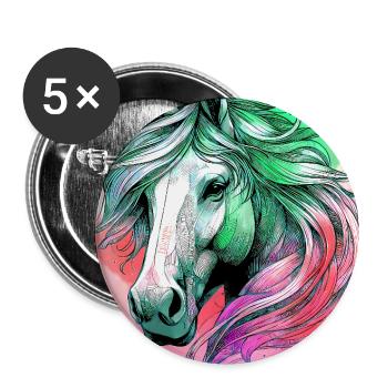 horse - Buttons large 2.2''/56 mm (5-pack) - white - Front